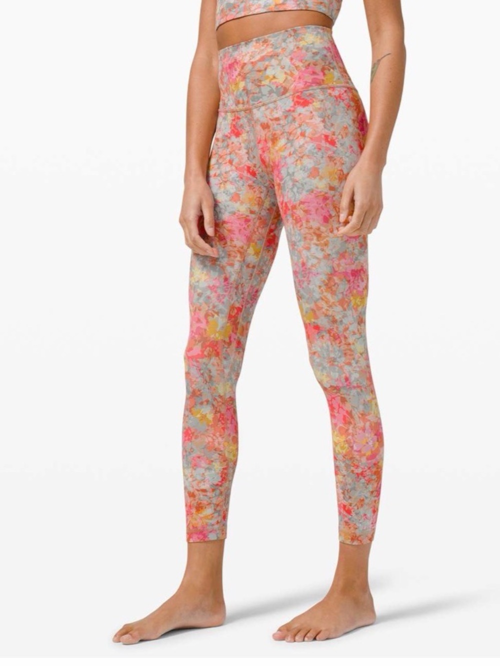 lululemon athletica align Pink gray orange Floral Leggings size 4 buttery soft